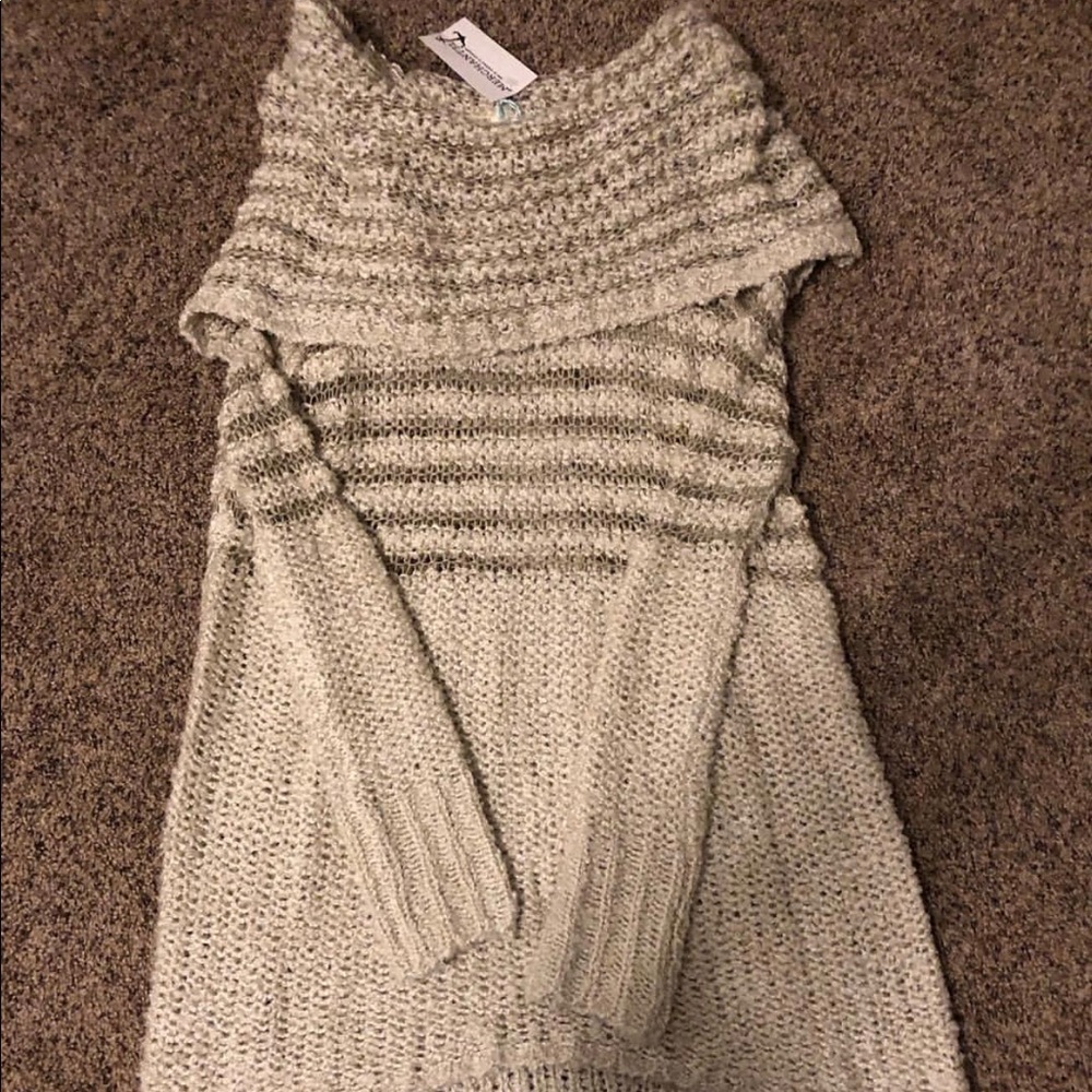 Off shoulder tunic sweater